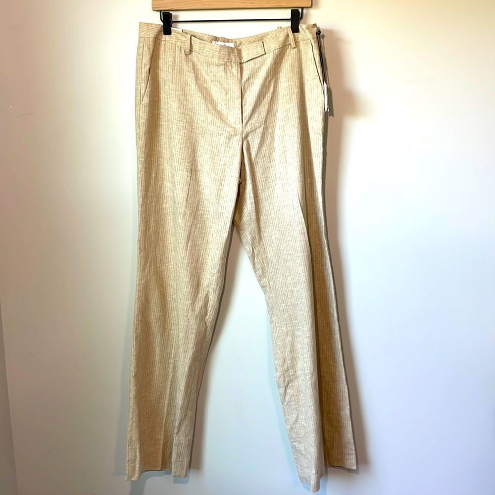 NWT Calvin Klein the Madison linen blend pinstripe pant size 12. career staple